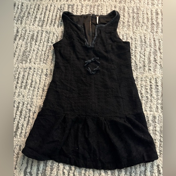 Free People Dresses & Skirts - Free people black drop waist bow mini dress size 6
